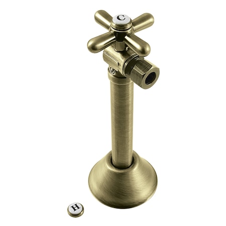 Kingston Brass 12 Sweat x 38 OD Comp Angle Shut Off Valve with 5 Extension, Antique Brass CC83203X